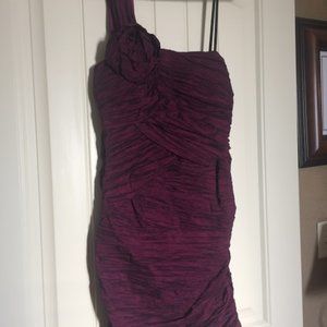 Purple crinkle bodycon single strap mini dress
